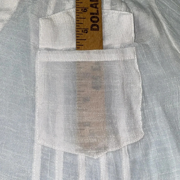 ZAC & RACHEL gauzy ombré tunic long sleeves semi sheer pockets v-neck size 2X - Picture 11 of 13